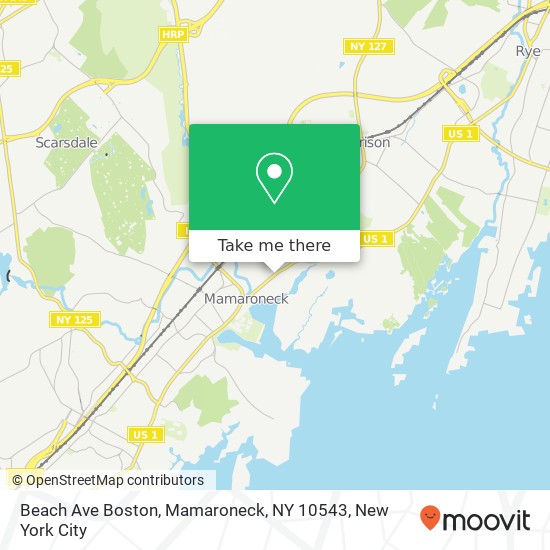 Mapa de Beach Ave Boston, Mamaroneck, NY 10543