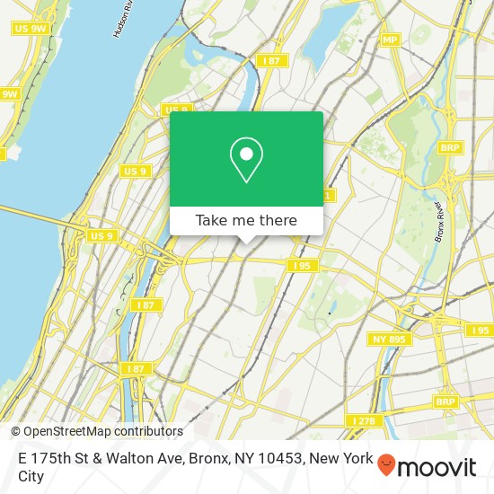 Mapa de E 175th St & Walton Ave, Bronx, NY 10453