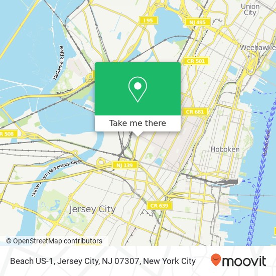 Mapa de Beach US-1, Jersey City, NJ 07307