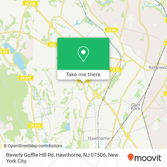 Mapa de Beverly Goffle Hill Rd, Hawthorne, NJ 07506
