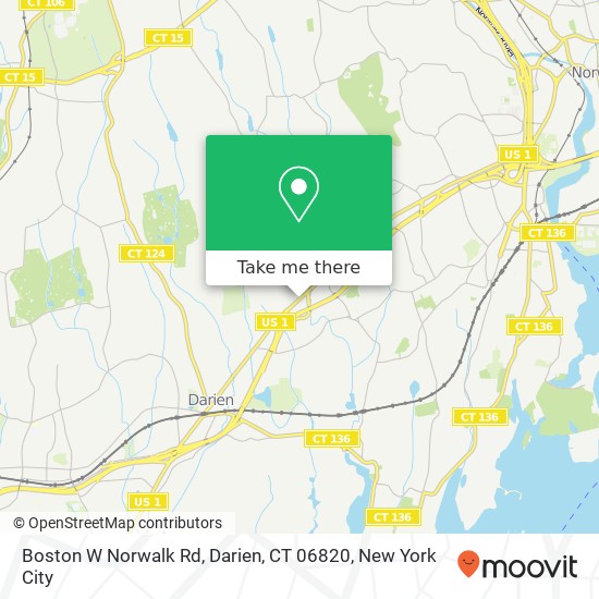 Mapa de Boston W Norwalk Rd, Darien, CT 06820