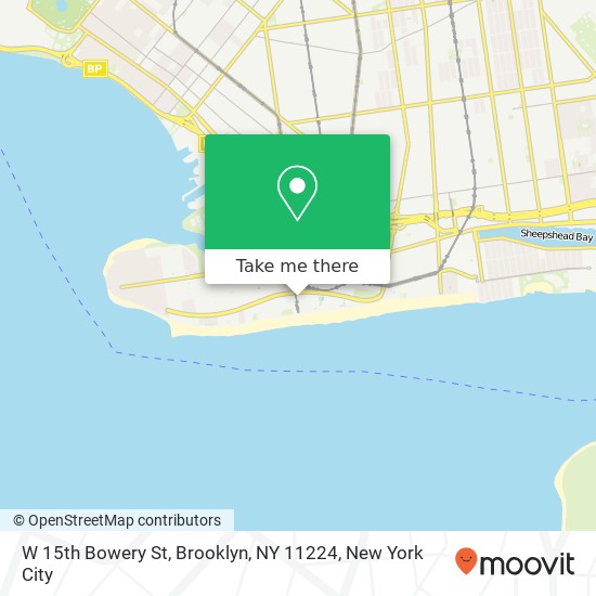 Mapa de W 15th Bowery St, Brooklyn, NY 11224