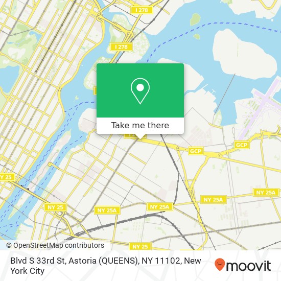 Mapa de Blvd S 33rd St, Astoria (QUEENS), NY 11102