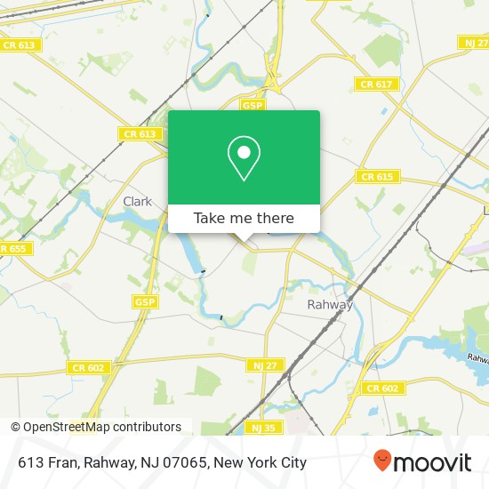 Mapa de 613 Fran, Rahway, NJ 07065