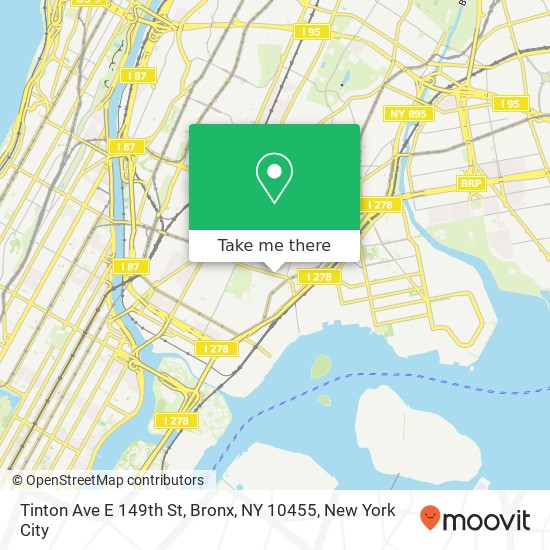 Mapa de Tinton Ave E 149th St, Bronx, NY 10455