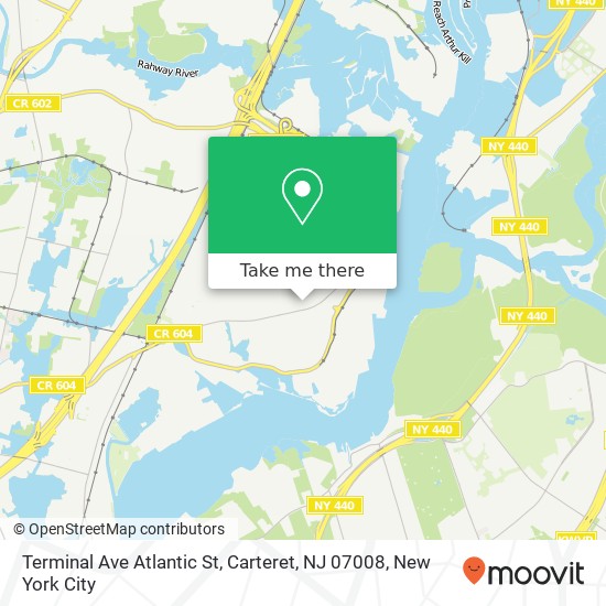Mapa de Terminal Ave Atlantic St, Carteret, NJ 07008