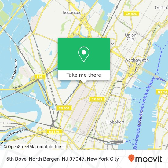 Mapa de 5th Bove, North Bergen, NJ 07047