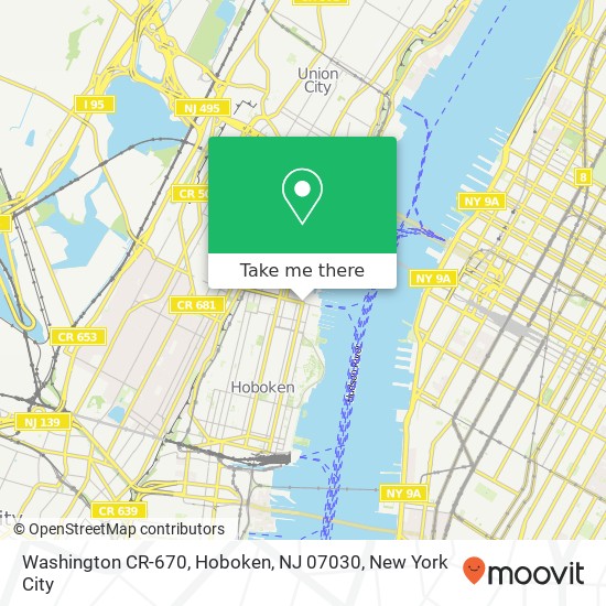 Mapa de Washington CR-670, Hoboken, NJ 07030