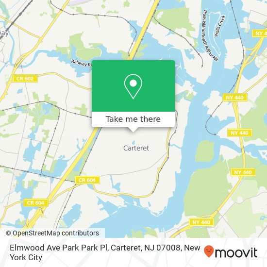 Mapa de Elmwood Ave Park Park Pl, Carteret, NJ 07008
