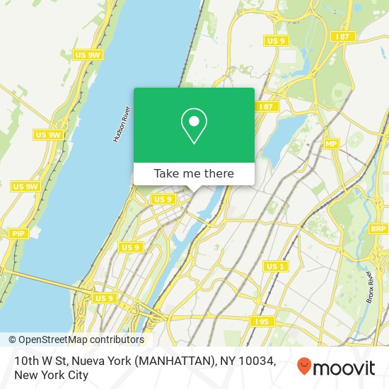 Mapa de 10th W St, Nueva York (MANHATTAN), NY 10034