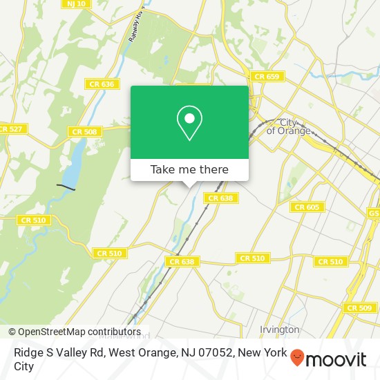 Mapa de Ridge S Valley Rd, West Orange, NJ 07052