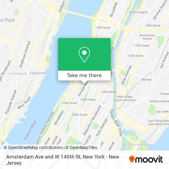 Mapa de Amsterdam Ave and W 140th St
