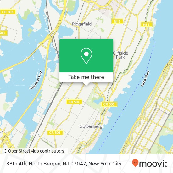Mapa de 88th 4th, North Bergen, NJ 07047