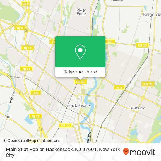 Mapa de Main St at Poplar, Hackensack, NJ 07601