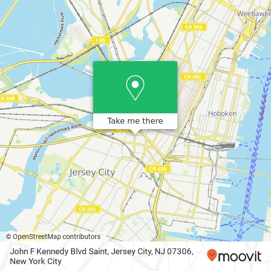 Mapa de John F Kennedy Blvd Saint, Jersey City, NJ 07306