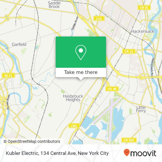 Mapa de Kubler Electric, 134 Central Ave