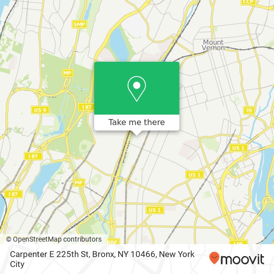 Mapa de Carpenter E 225th St, Bronx, NY 10466