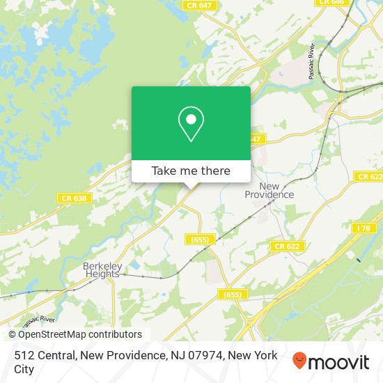 Mapa de 512 Central, New Providence, NJ 07974