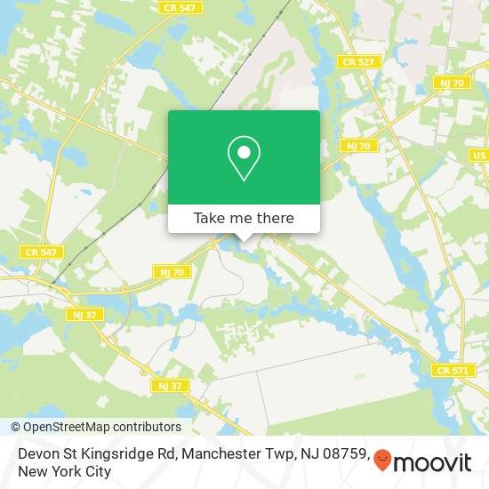 Mapa de Devon St Kingsridge Rd, Manchester Twp, NJ 08759