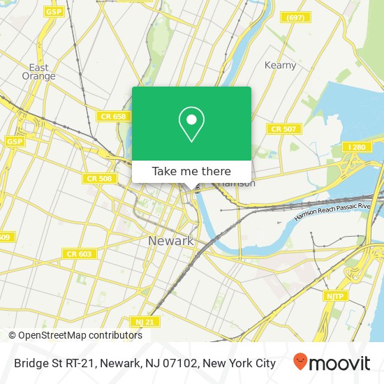 Mapa de Bridge St RT-21, Newark, NJ 07102