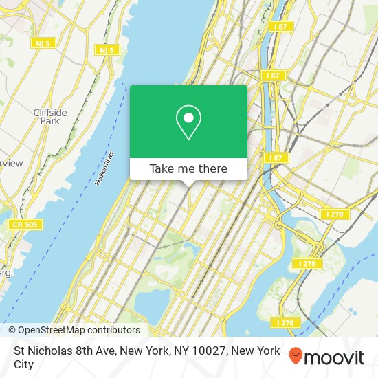 St Nicholas 8th Ave, New York, NY 10027 map