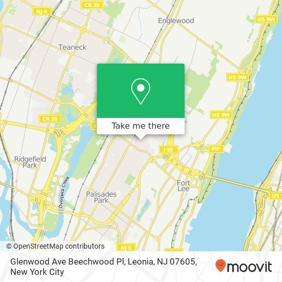 Mapa de Glenwood Ave Beechwood Pl, Leonia, NJ 07605