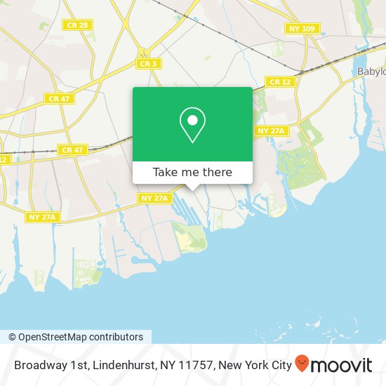 Mapa de Broadway 1st, Lindenhurst, NY 11757