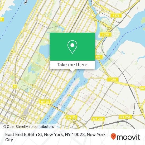 Mapa de East End E 86th St, New York, NY 10028