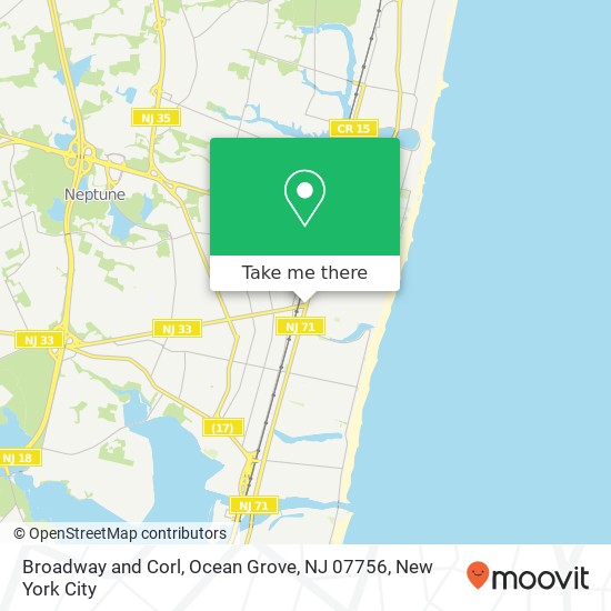 Mapa de Broadway and Corl, Ocean Grove, NJ 07756