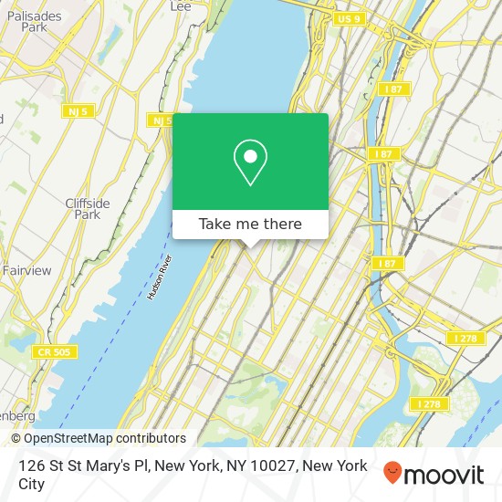 126 St St Mary's Pl, New York, NY 10027 map
