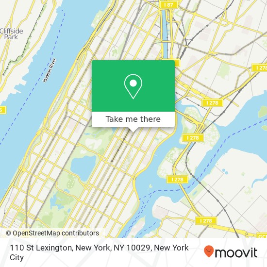 Mapa de 110 St Lexington, New York, NY 10029