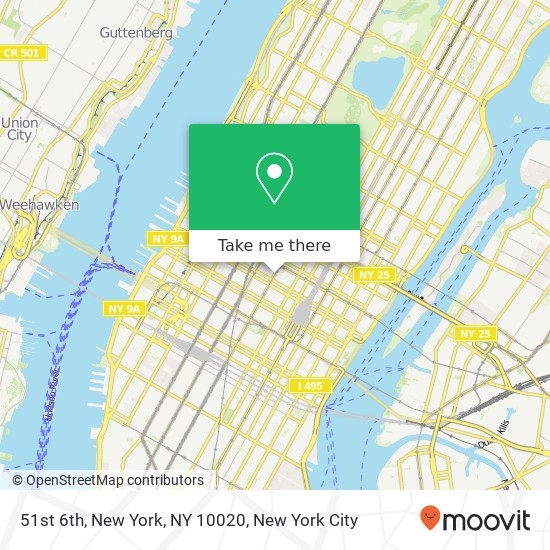 51st 6th, New York, NY 10020 map