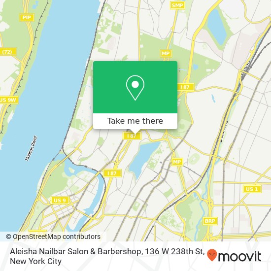 Mapa de Aleisha Nailbar Salon & Barbershop, 136 W 238th St