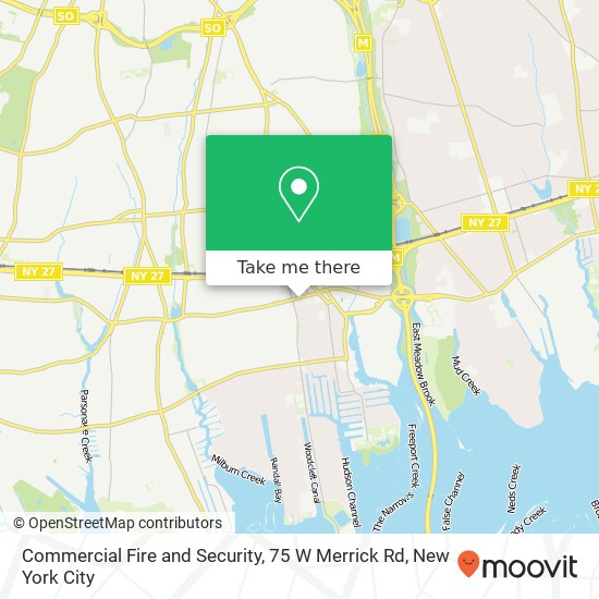 Mapa de Commercial Fire and Security, 75 W Merrick Rd