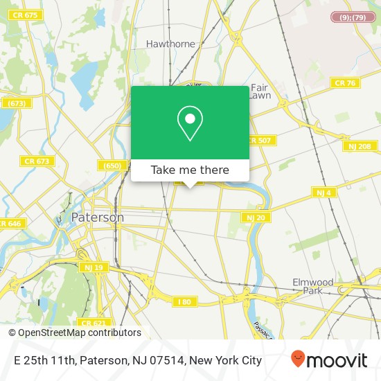 Mapa de E 25th 11th, Paterson, NJ 07514