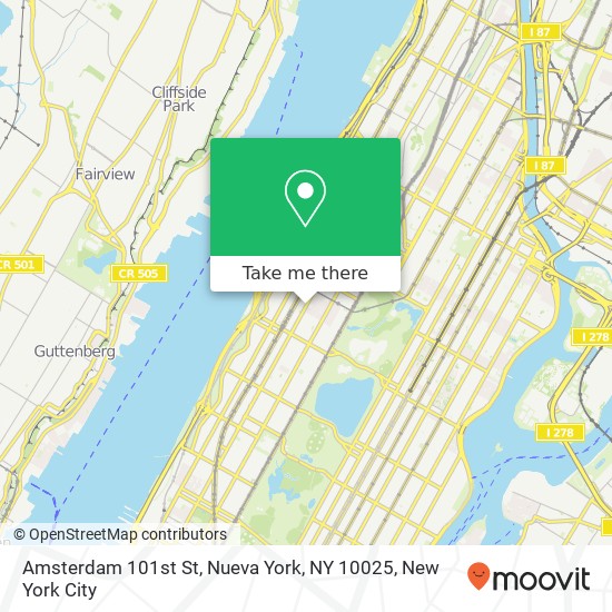 Mapa de Amsterdam 101st St, Nueva York, NY 10025