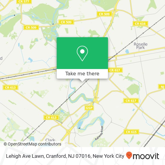 Mapa de Lehigh Ave Lawn, Cranford, NJ 07016