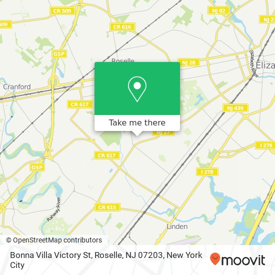 Mapa de Bonna Villa Victory St, Roselle, NJ 07203