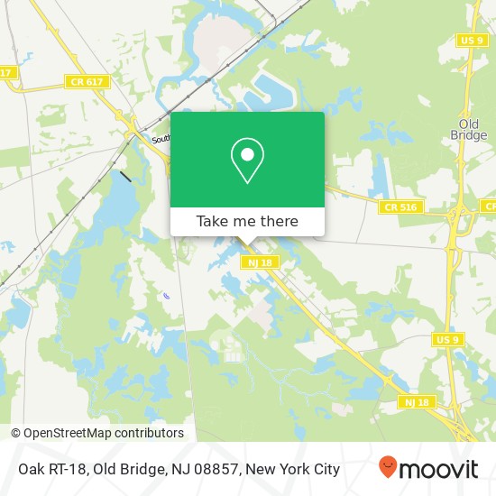 Mapa de Oak RT-18, Old Bridge, NJ 08857