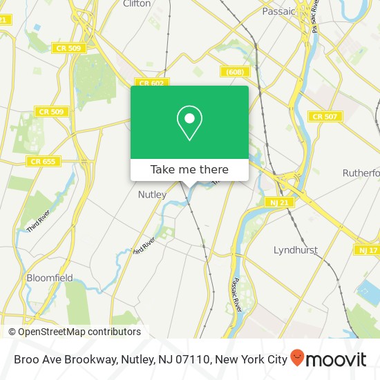 Broo Ave Brookway, Nutley, NJ 07110 map