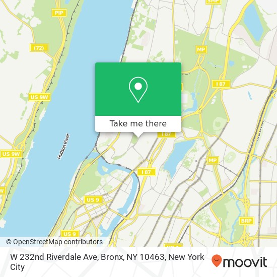 Mapa de W 232nd Riverdale Ave, Bronx, NY 10463