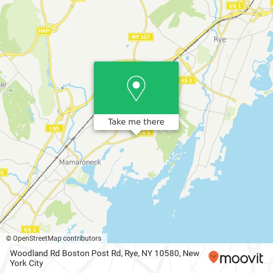 Mapa de Woodland Rd Boston Post Rd, Rye, NY 10580