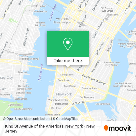 King St Avenue of the Americas map