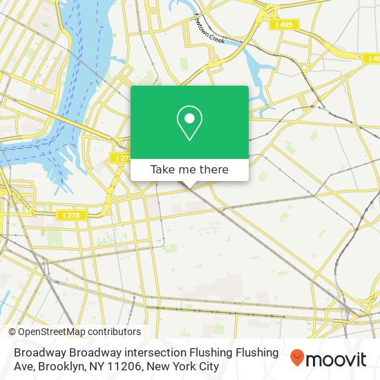 Mapa de Broadway Broadway intersection Flushing Flushing Ave, Brooklyn, NY 11206