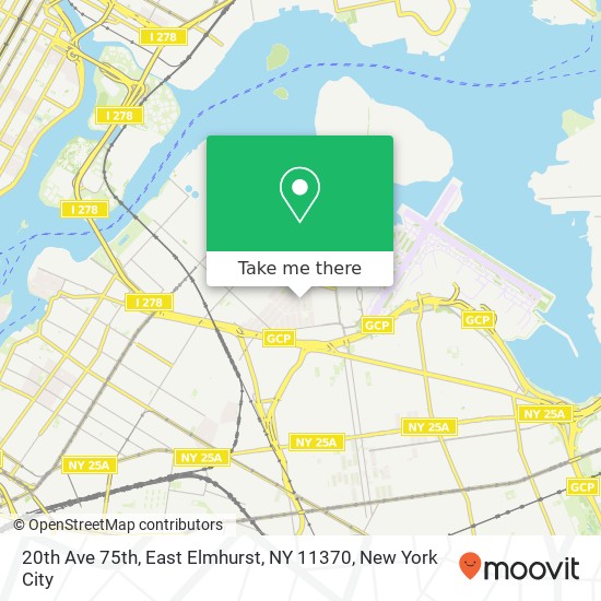 Mapa de 20th Ave 75th, East Elmhurst, NY 11370