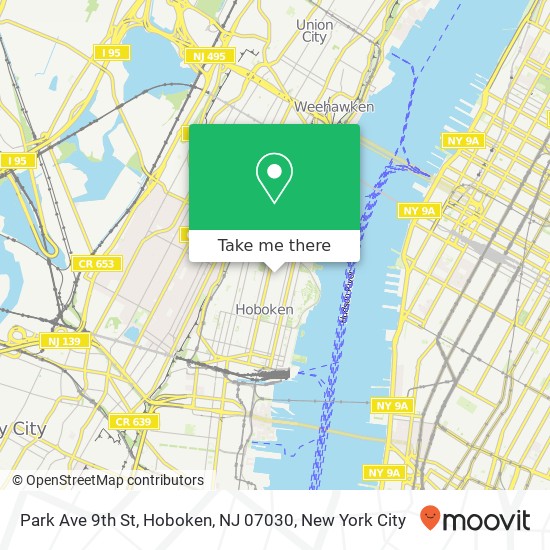 Park Ave 9th St, Hoboken, NJ 07030 map