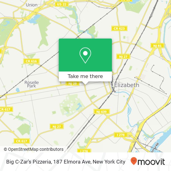 Mapa de Big C-Zar's Pizzeria, 187 Elmora Ave