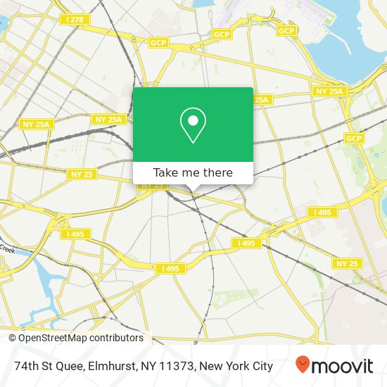 Mapa de 74th St Quee, Elmhurst, NY 11373