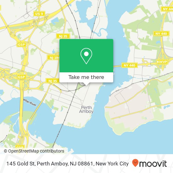 Mapa de 145 Gold St, Perth Amboy, NJ 08861