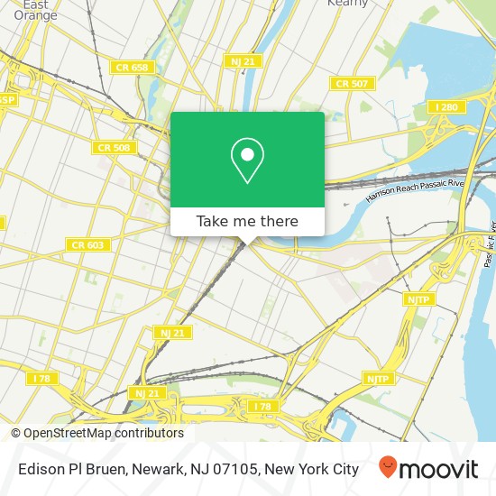 Mapa de Edison Pl Bruen, Newark, NJ 07105